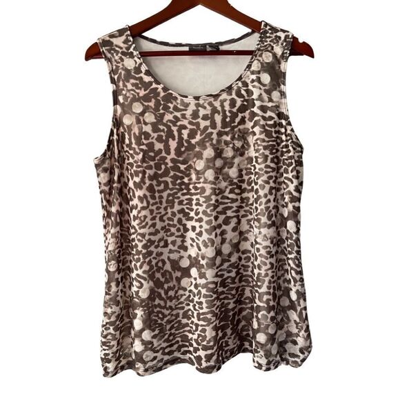 Chico’s TRAVELERS COLLECTION Leopard Mesh Tank Top Size 2/L/12 - Picture 4 of 7